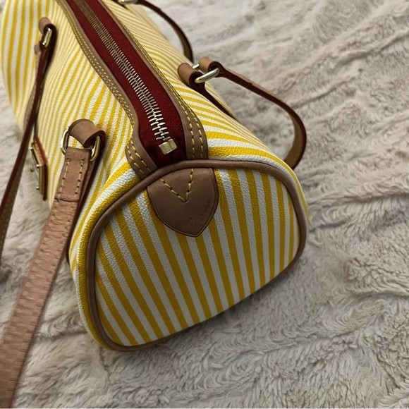 Dooney and Bourke Yellow and White Striped Barrel Bag - Picture 7 of 12